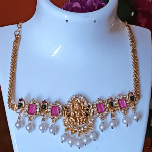 Pink Stone Laxmi Necklace